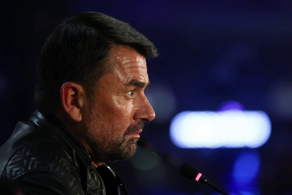 Mark MacGann, founder of Moonshot Ventures and the senior executive behind the Uber Files holds a news conference at the Web Summit, Europe's largest technology conference, in Lisbon, Portugal, Nov 2, 2022. 