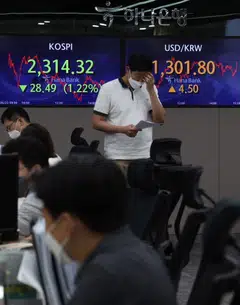 The benchmark Kospi ends down 4.97 points or 0.22 per cent at 2,213.12.