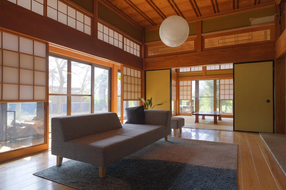 The interior of Jaya Thursfield’s remodeled home in Ibaraki, Japan, March 12, 2023. Thursfield, who moved to Japan in 2017 with his wife, Chihiro, bought the abandoned home for 3 million yen in 2019. 