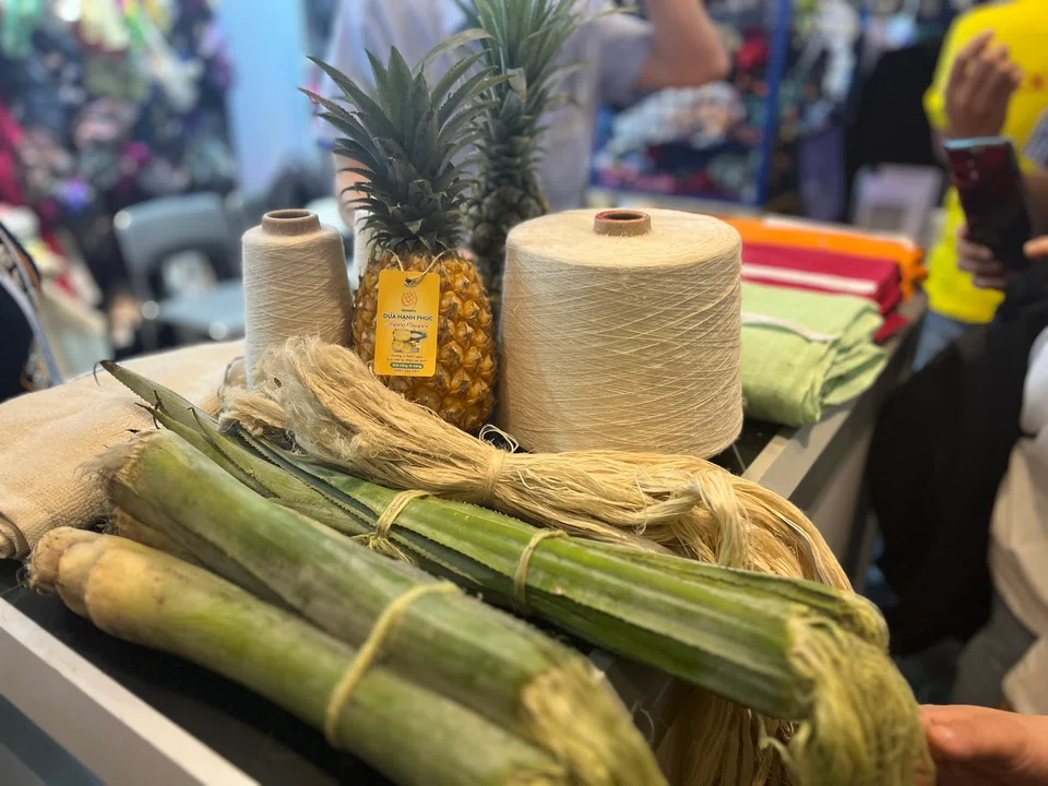Fibres made from pineapple plant leaves on display at Texfuture Vietnam 2023 exhibition held in Ho Chi Minh City in March.