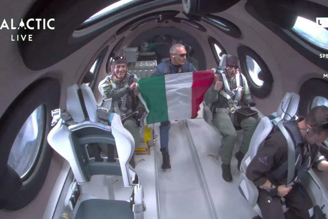 The company founded by British billionaire Richard Branson flew its first paying customers, members of the Italian Air Force, last month.