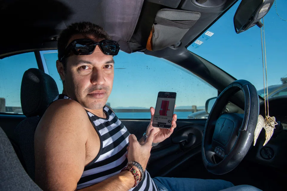 Artist Robness with his piece "Brute Trash Can"; he donated to the Pompidou a 3D “portrait” of Satoshi Nakamoto, the possibly fictional creator of bitcoin.
