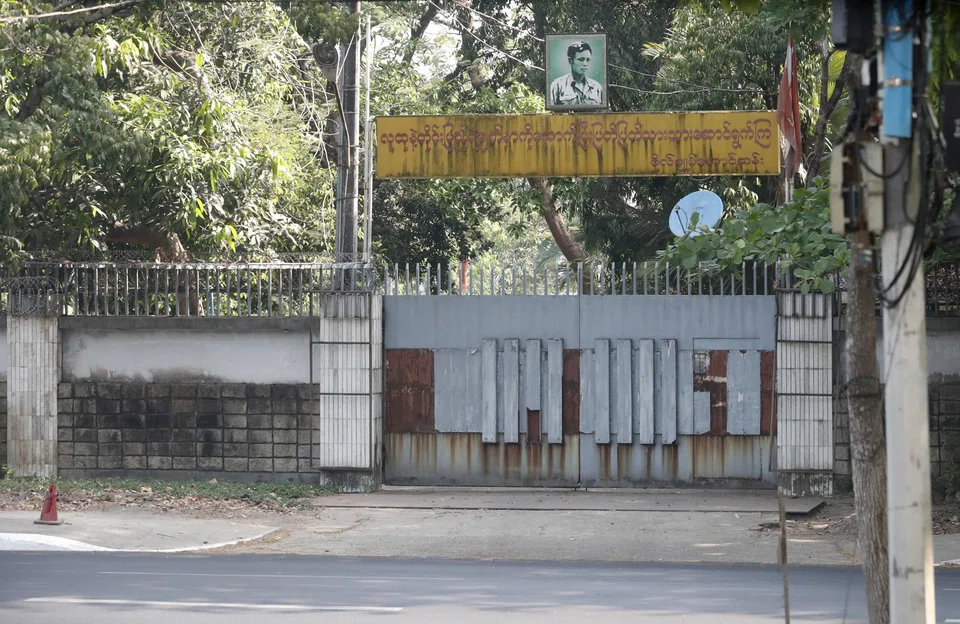 A photo portrait of General Aung San, father of the ousted leader Aung San Suu Kyi, at the entrance of the home of Aung San Suu Kyi, in Yangon, Myanmar, March 19. 2024. 