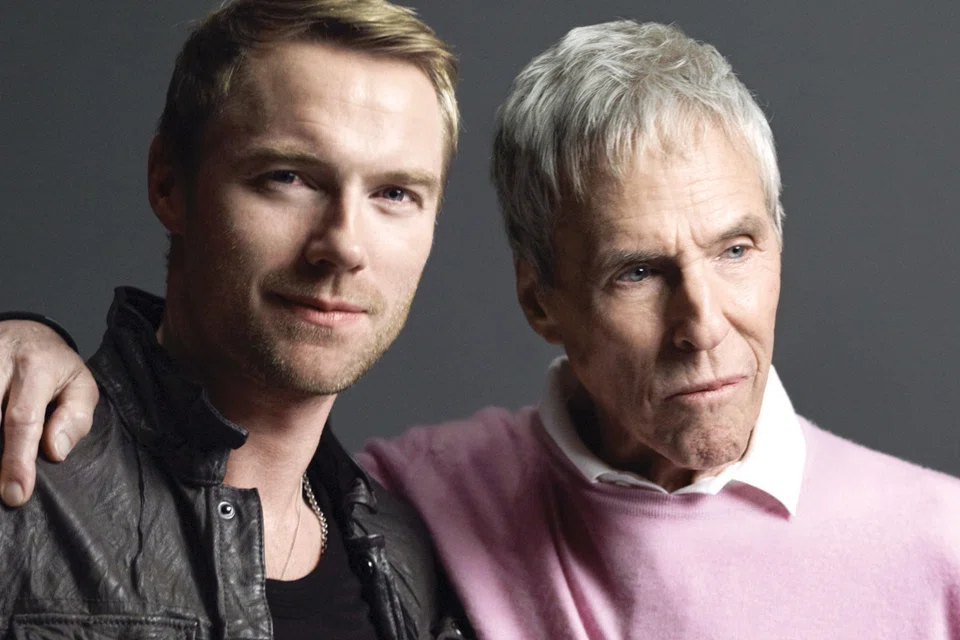 Burt Bacharach (right) with Irish pop star Ronan Keating. Keating's 2011 album titled "When Ronan Met Burt" was a collaboration with Bacharach. 