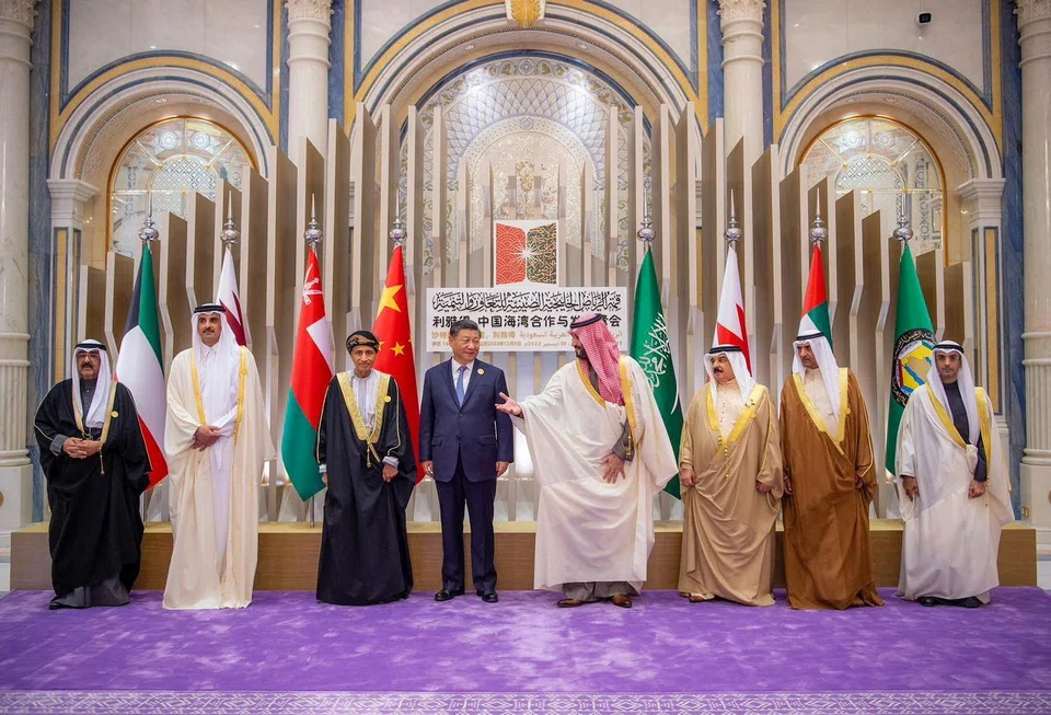 Chinese President Xi Jinping and Arab leaders pose for a group photo during the China-Arab summit in Riyadh.