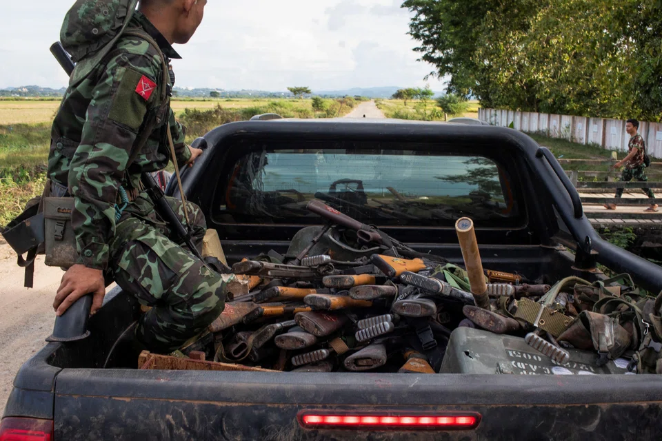A member of the Karenni Army rides a truck with sized weapons during a battle in Loikaw in Kayah State, Myanmar. The rebellion has presented the biggest battlefield challenge to Myanmar’s military since it seized power in a coup in 2021.