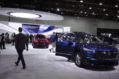 The Buick exhibit area at the 2022 North American International Auto Show in Detroit, Michigan, last month. Used-car dealer CarMax Inc raised the alarm last week that consumers were beginning to pull back from big-ticket purchases due to decades-high inflation.