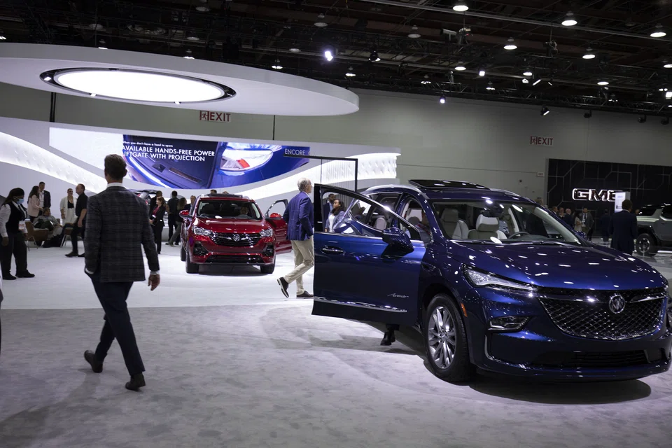 The Buick exhibit area at the 2022 North American International Auto Show in Detroit, Michigan, last month. Used-car dealer CarMax Inc raised the alarm last week that consumers were beginning to pull back from big-ticket purchases due to decades-high inflation.