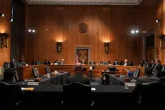 Representatives from major technology companies including Twitter, Facebook, YouTube, Twitter and Tik Tok testify in a hearing, held by members of the Senate Homeland Security and Government Affairs Committee to examine social media's impact on homeland security, at the US Capitol in Washington, Sept 14, 2022. 
