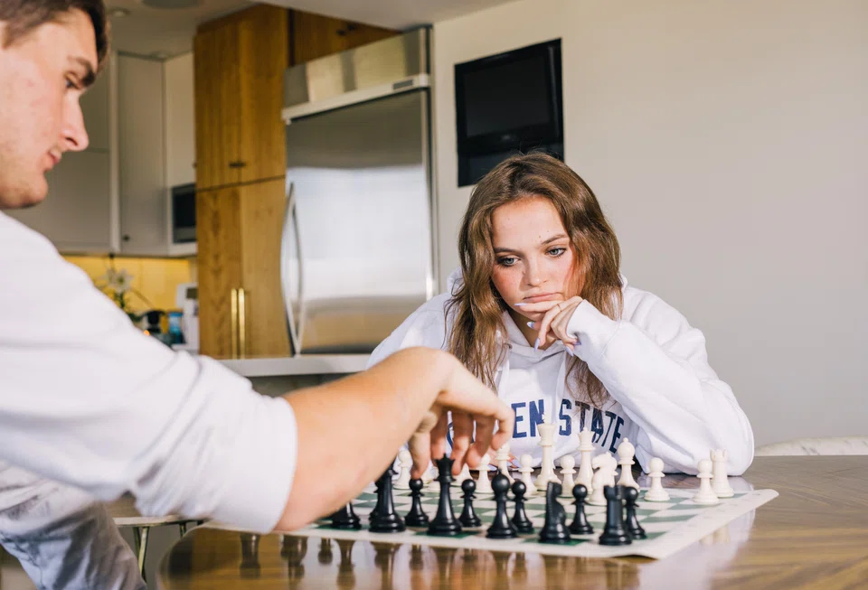 Sixteen-year-old Stella Schwartz takes on her brother, Hugh, at their home in San Francisco, on Apr 22. 