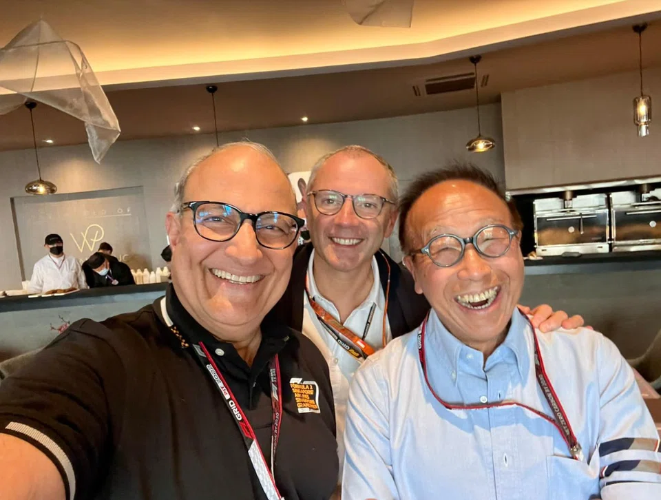 From left: Minister for Transport S Iswaran, Formula 1 group chief executive Stefano Domenicali, and HPL co-founder and managing director Ong Beng Seng. 