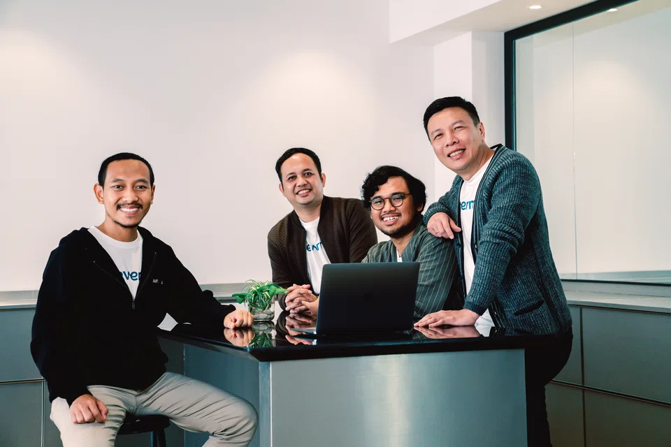 Evermos founders (from left): CEO Ghufron Mustaqim; chief of strategy Ilham Taufiq; chief of sustainability Iqbal Muslimin; and company president Arip Tirta.