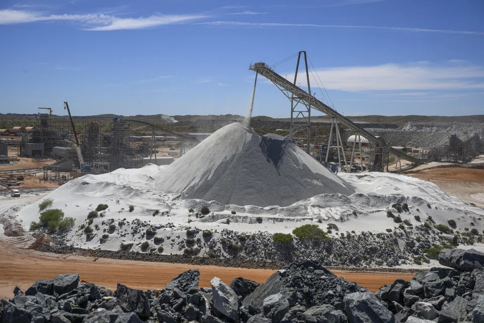 Crushed pegmatite ore, ready for processing at the Pilbara Minerals lithium mine in Western Australia,  April 18, 2023. First-quarter investment by Australia’s huge mining sector climbed 1.7 per cent, accelerating from a rise of 0.7 per cent in the previous quarter.