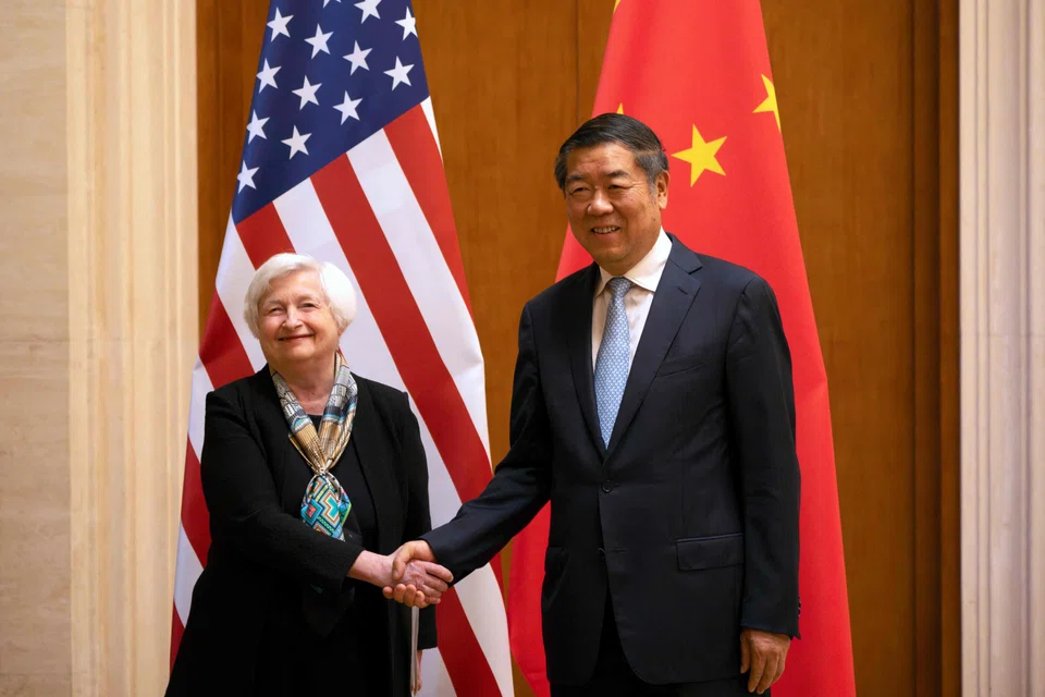The formation of the groups was agreed during talks in July between US Treasury Secretary Janet Yellen (left) and Chinese Vice-Premier He Lifeng (right) in Beijing.