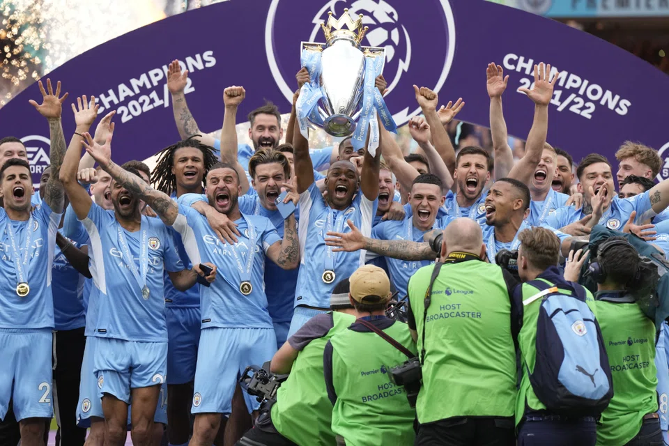 Manchester City players celebrating after winning the EPL title on May 22 in Manchester. In February this year, StarHub announced it had secured the exclusive broadcast rights to the EPL for the next 6 seasons. 