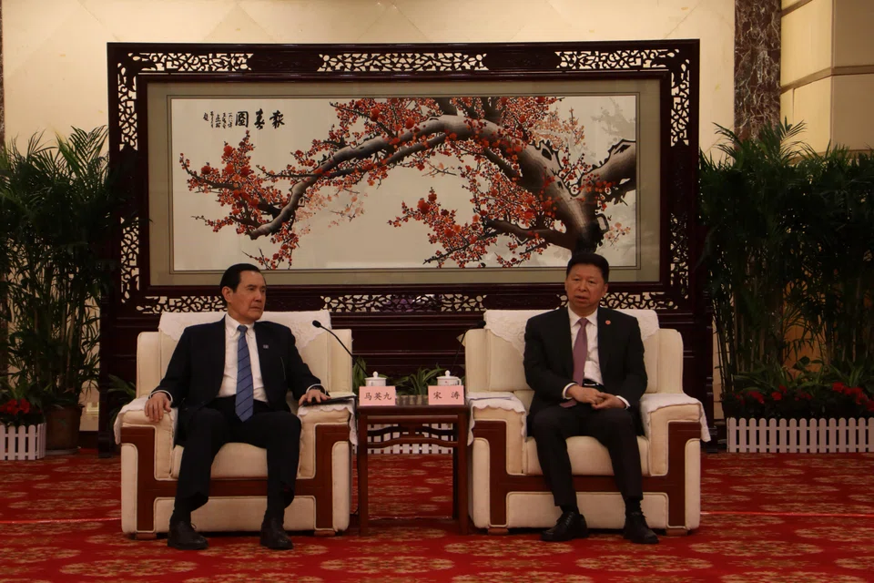Meeting Song Tao (right), head of China’s Taiwan Affairs Office, in the central Chinese city of Wuhan, former Taiwanese President Ma Ying-jeou said maintaining the peaceful and stable development of relations is the “general mainstream view of Taiwanese society”.