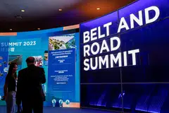Visitors attend the "Belt and Road" summit in Hong Kong, Sept 14, 2023. 