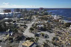 An aerial view of the destruction left by Hurricane Ian in Fort Myers Beach, Florida, on Sunday (Oct 2). Fort Myers Beach sustained severe damage by the Category 4 hurricane.