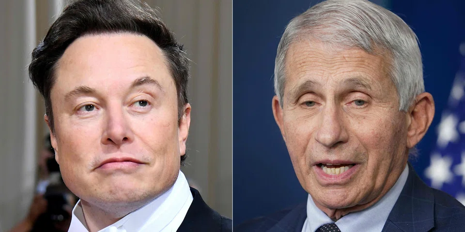 (Left) Elon Musk’s public condemnation of top US health official Anthony Fauci (right) is “dangerous” and “disgusting,” and should be called out, White House Press Secretary Karine Jean-Pierre told reporters on Monday.