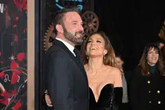 US actress Jennifer Lopez (R) and US actor Ben Affleck attend Amazon's This is Me... Now: A Love Story premiere at the Dolby theatre in Hollywood, California.