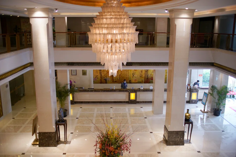 A hotel lobby in Shanghai, China. Hotels across the country are bracing for what is expected to be one of China’s leanest holiday travel periods since early 2020.