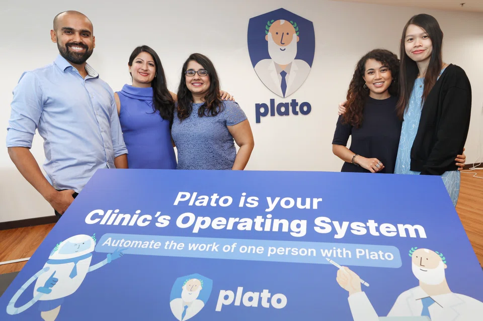 The Plato Medical team. From left: Vishesh Mittal, co-founder; Remi Kanji, co-founder; Gurpreet Kaur, customer success representative; Nazreen Nasser, senior customer success representative; and Geraldine Yeo, senior customer success representative.