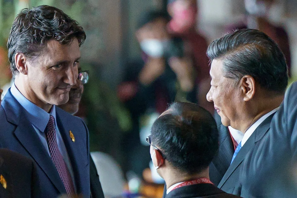 Xi (far right) confronted Trudeau at the G20 summit, accusing him of leaking details of a private meeting to news media in a candid exchange that was caught on camera