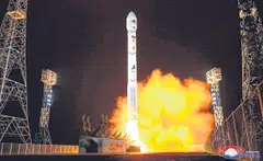 The launch comes on the heels of North Korea placing its first spy satellite into orbit last month, allowing Kim Jong Un’s regime to keep an eye on US troop movements in the region. 