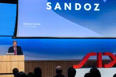 Richard Saynor, chief executive officer of Sandoz Group, at the drugmaker's listing ceremony in Switzerland on Wednesday (Oct 4). 