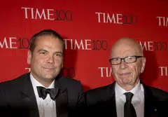 The results are the first from Fox since Rupert Murdoch stepped down as chairman, solidifying his son Lachlan’s (L) role as the leader of the media empire.