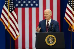 GOFFSTOWN, NEW HAMPSHIRE - MARCH 11: President Joe Biden speaks during an event about lowering costs for American families at the Granite State YMCA Allard Center of Goffstown on March 11, 2024 in Goffstown, New Hampshire. Days after Biden delivered his last State of the Union address before the November general election, the President held the event to highlight his administration's achievements and vision going into the next eight months of his campaign.   Sophie Park/Getty Images/AFP (Photo by Sophie Park / GETTY IMAGES NORTH AMERICA / Getty Images via AFP)
