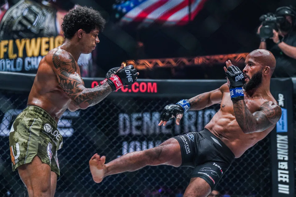 Demetrious Johnson (right) will face Adriano Moraes (left) in the main event of One Championship's first US live show in Colorado on May 5, 2023.