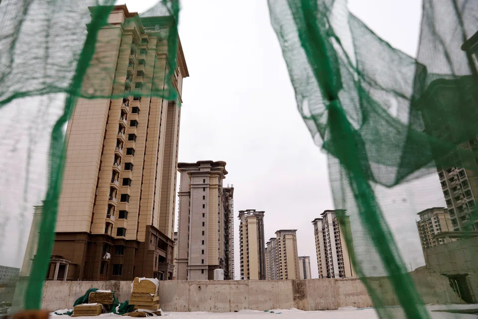 Unfinished residential buildings developed by China's Evergrande Group on the outskirts of Shijiazhuang in China's Hebei province.