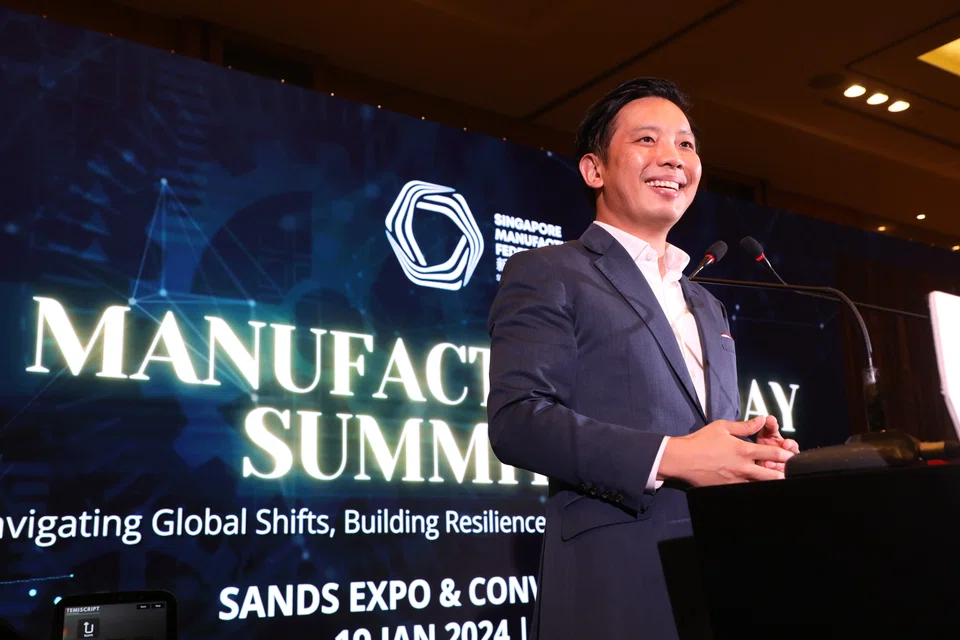 Minister of State for Trade and Industry Alvin Tan was the guest of honour at the Singapore Manufacturing Federation's inaugural Manufacturing Day Summit 2024.