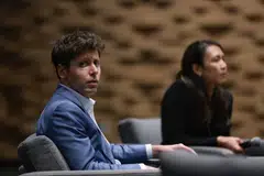 CEO of ChatGPT creator OpenAI Sam Altman and OpenAI’s member of technical staff Rachel Lim speaking at a panel discussion at Singapore Management University on Jun 13.