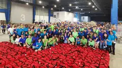 The festive bags, or fu dais, are packed by more than 1,300 volunteers over two days.