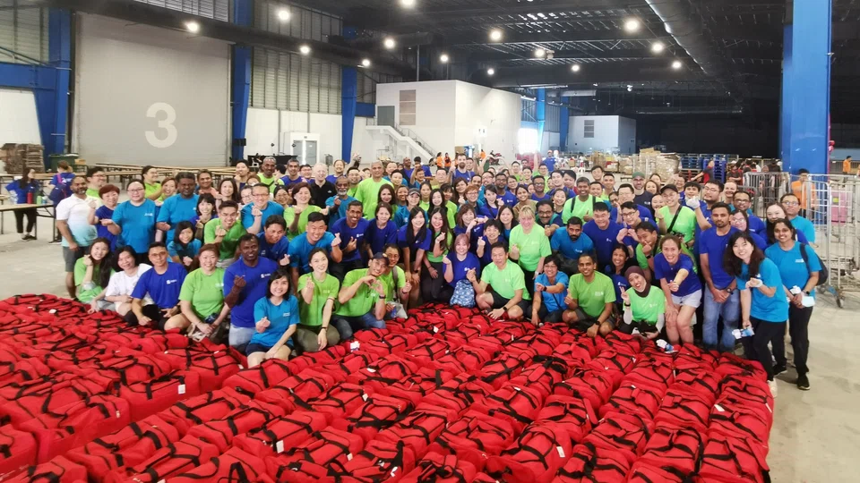 The festive bags, or fu dais, are packed by more than 1,300 volunteers over two days.
