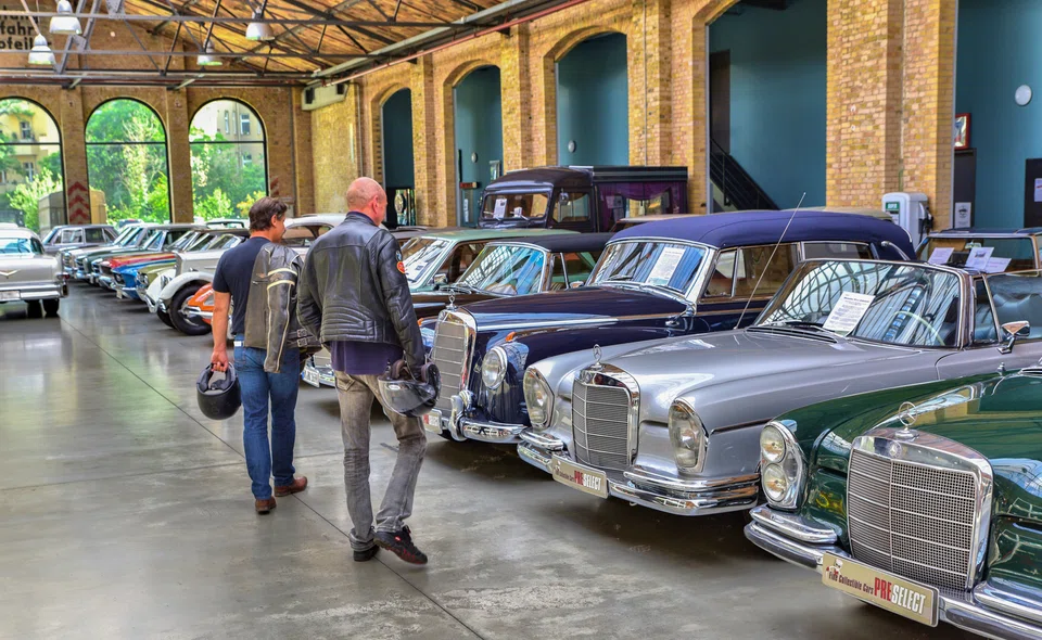 Almost every car on display at Classic Remise in Germany is for sale. Classic Remise, located in Dusseldorf, is a museum and workshop for automobiles that has gained an international reputation among car enthusiasts.