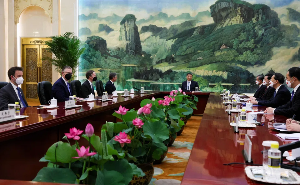 “The two sides have also made progress and reached the agreement on some specific issues. This is very good,” Xi told Blinken across a long table bedecked with pink lotus flowers.