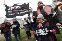 Environmental activists stage a protest to commemorate the 2019 collapse of Vale's mining-waste dam in the Brazilian town of Brumadinho. The Church of England Pensions Board exited its entire vale stake after the collapse, which killed 270 people, and spearheaded a campaign to improve mine safety.