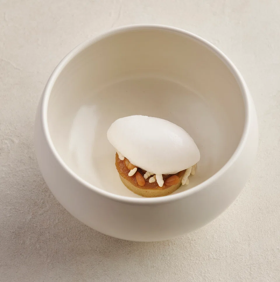Miso-date paste crowned with coconut ice cream.