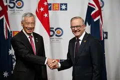 Prime Minister Lee Hsien Loong (left) and Australian Prime Minister Anthony Albanese have agreed to collaborate across a wide range of sectors, such as renewable energy and AI.