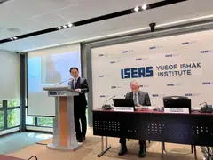 Laos Deputy Prime Minister and Minister of Foreign Affairs Saleumxay Kommasith (left) shares about the country’s plans for its upcoming Asean chairmanship next year, and participated in a question-and-answer segment moderated by Choi Shing Kwok, director and chief executive officer of Iseas-Yusof Ishak Institute.