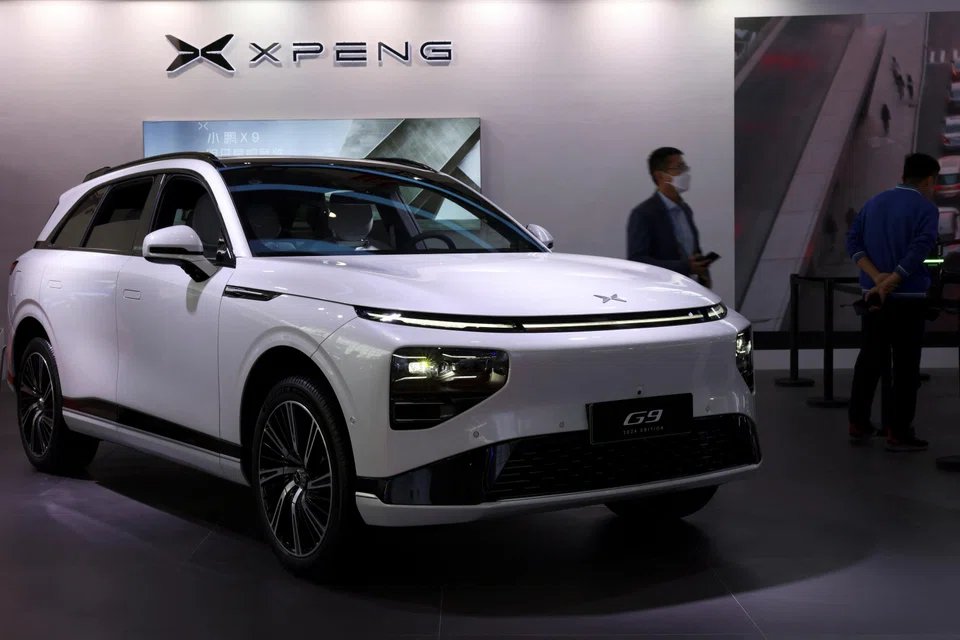XPeng's EV G9 on display at the China International Supply Chain Expo in Beijing in November 2023.
