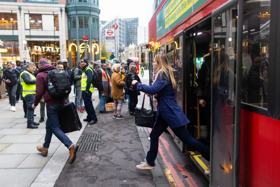 Commuters use buses near London Liverpool Street railway stations, during a one-day strike by London Underground workers on Thursday (Nov 10). The cost-of-living crisis is leading to widespread UK strikes, with train workers, legal staff, dockers and even nurses among those walking out.