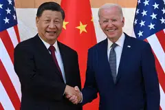 US President Joe Biden (R) and China's President Xi Jinping (L) last met on the sidelines of the G20 Summit in Bali on Nov 14, 2022. On Wednesday, the two leaders will discuss a range of bilateral, regional and global issues as well as ways to “responsibly manage competition”.