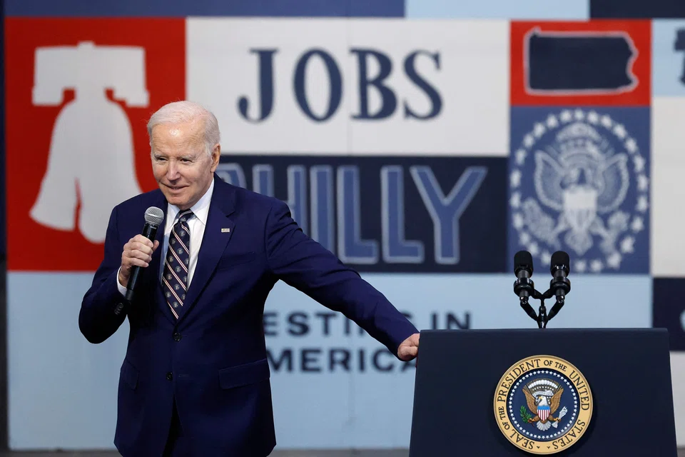 US President Joe Biden talks about his proposed FY2024 federal budget during an event at the Finishing Trades Institute in Philadelphia, Pennsylvania, March 9, 2023.