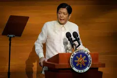 Philippine President Ferdinand Marcos Jr delivering his first State of the Nation Address, in Quezon City, Metro Manila, Philippines, on Monday.
