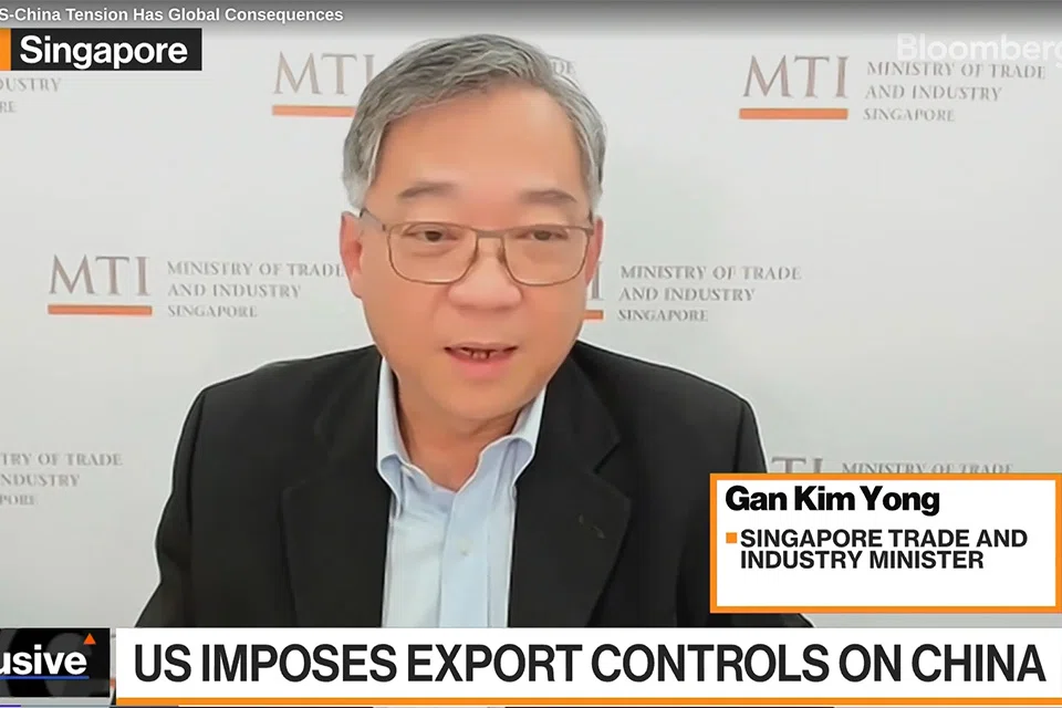 US-China tensions “have serious consequences for the rest of the world,” Gan Kim Yong, Singapore Minister for Trade and Industry said. 