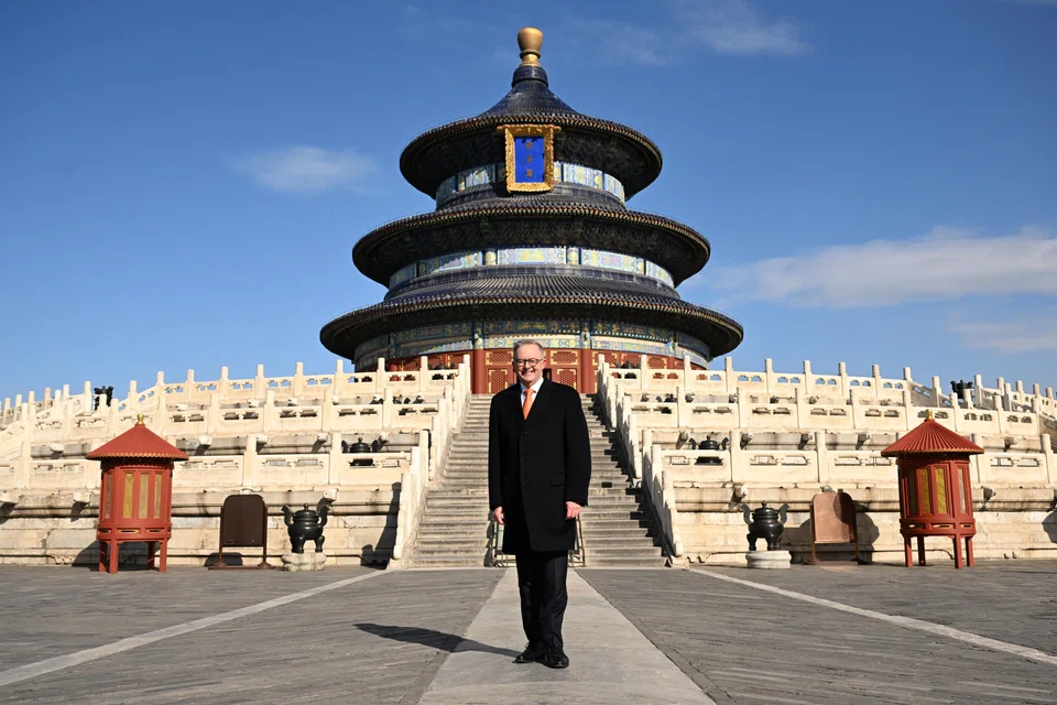 Australia’s Prime Minister Anthony Albanese visits the Temple of Heaven in Beijing, China, Nov 6, 2023. Albanese will hold talks in China with President Xi Jinping in the first visit to the Asian nation by a sitting Australian prime minister since 2016.  